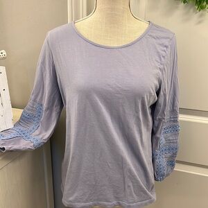 Talbots Size Medium Lavender Lace Sleeve Women's Top